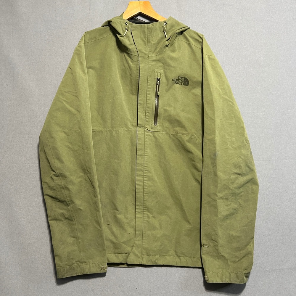 The North Face Mens DryVent Hooded Rain Jacket Olive Green NF0A2VE8 Large